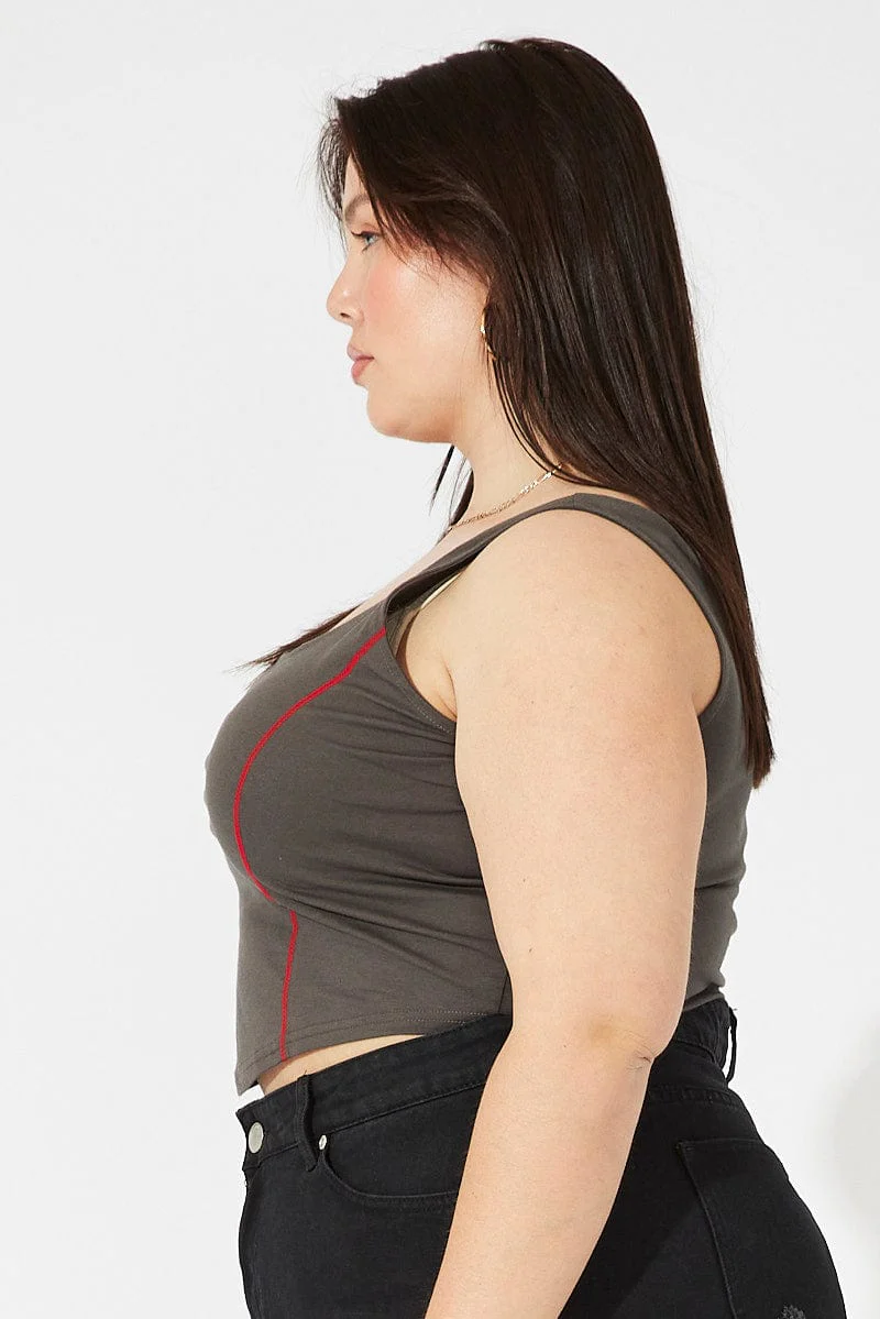 Grey Panelled Tank Top - Image 4