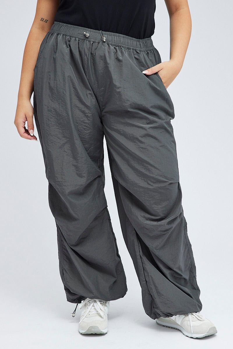 Grey Parachute Cargo Pants - Image 2