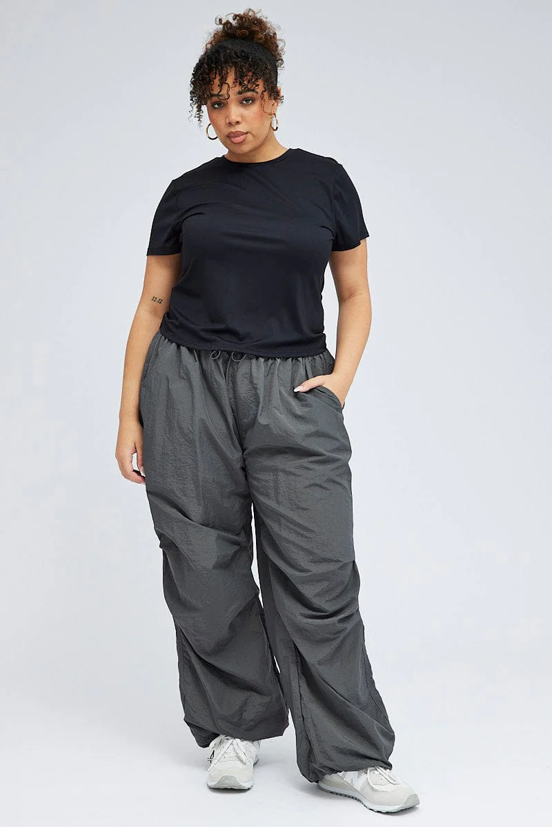 Grey Parachute Cargo Pants - Image 3