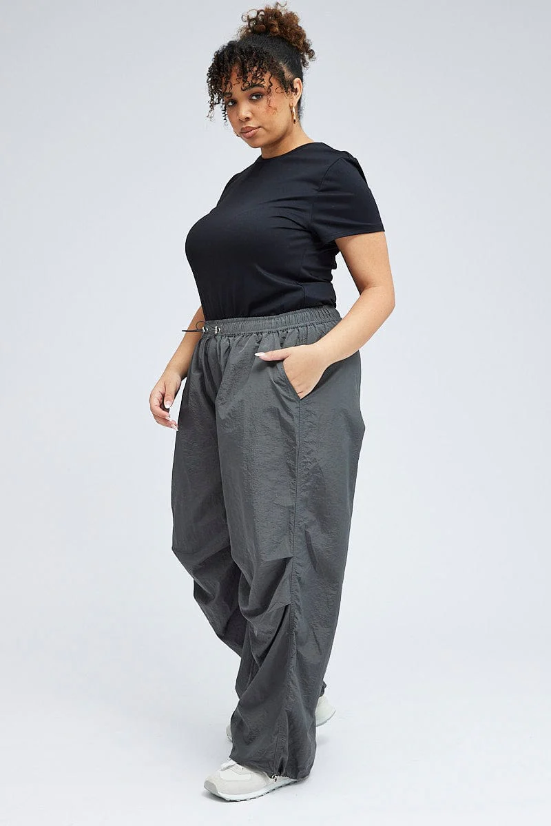 Grey Parachute Cargo Pants - Image 4