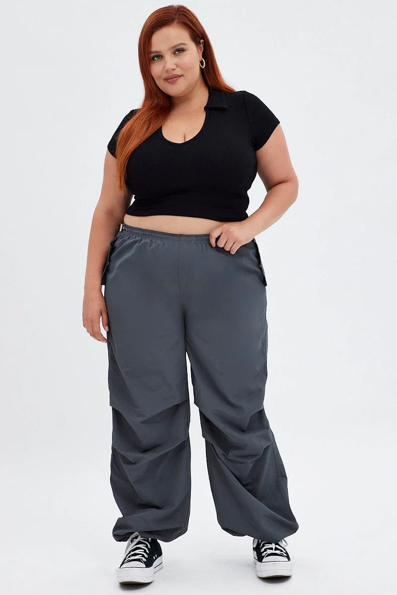 Grey Parachute Pant Low Waist Wide Leg - Image 4