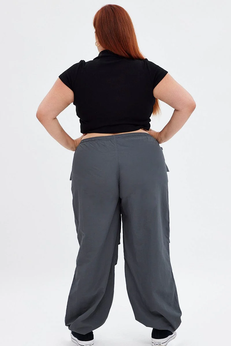 Grey Parachute Pant Low Waist Wide Leg - Image 6