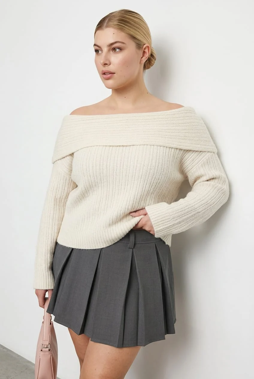 Grey Pleated Mini Skirt