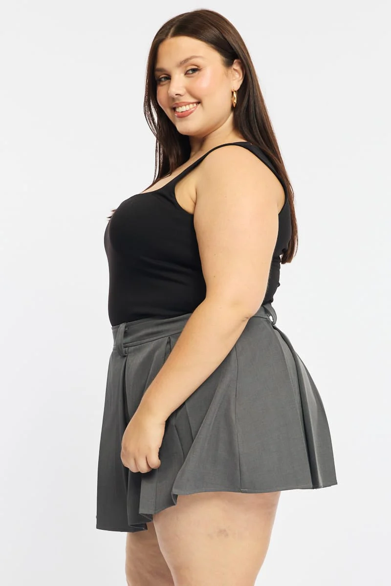 Grey Pleated Mini Skirt - Image 5