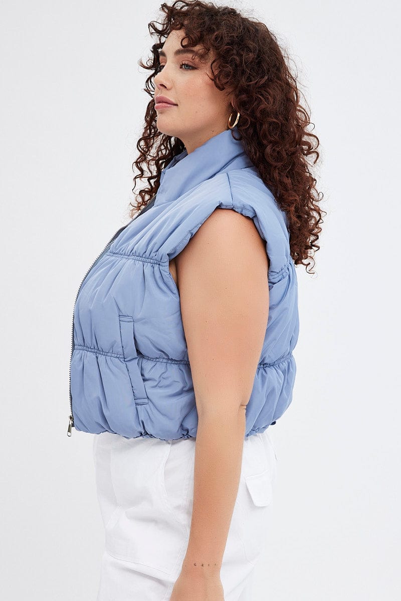 Grey Puffer Vest Sleeveless - Image 4