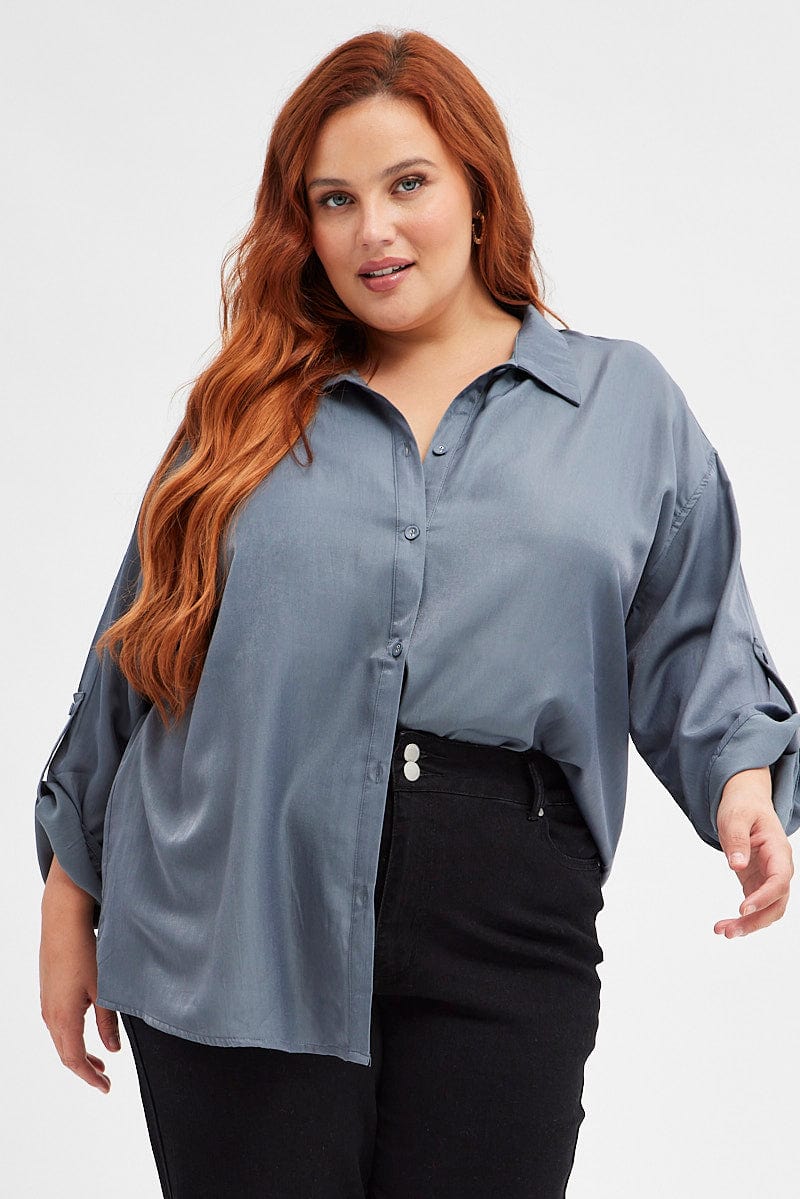 Grey Relaxed Shirt Long Sleeve - Image 3