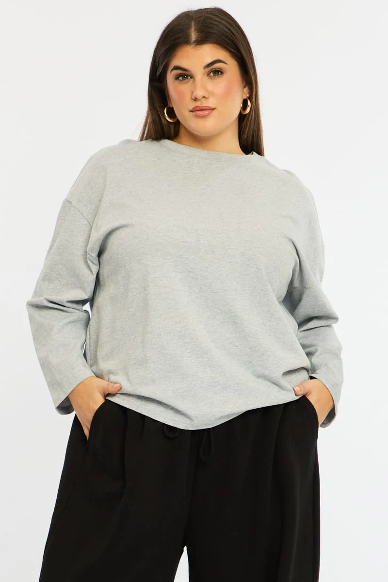 Grey Relaxed T-shirt Long Sleeve - Image 2