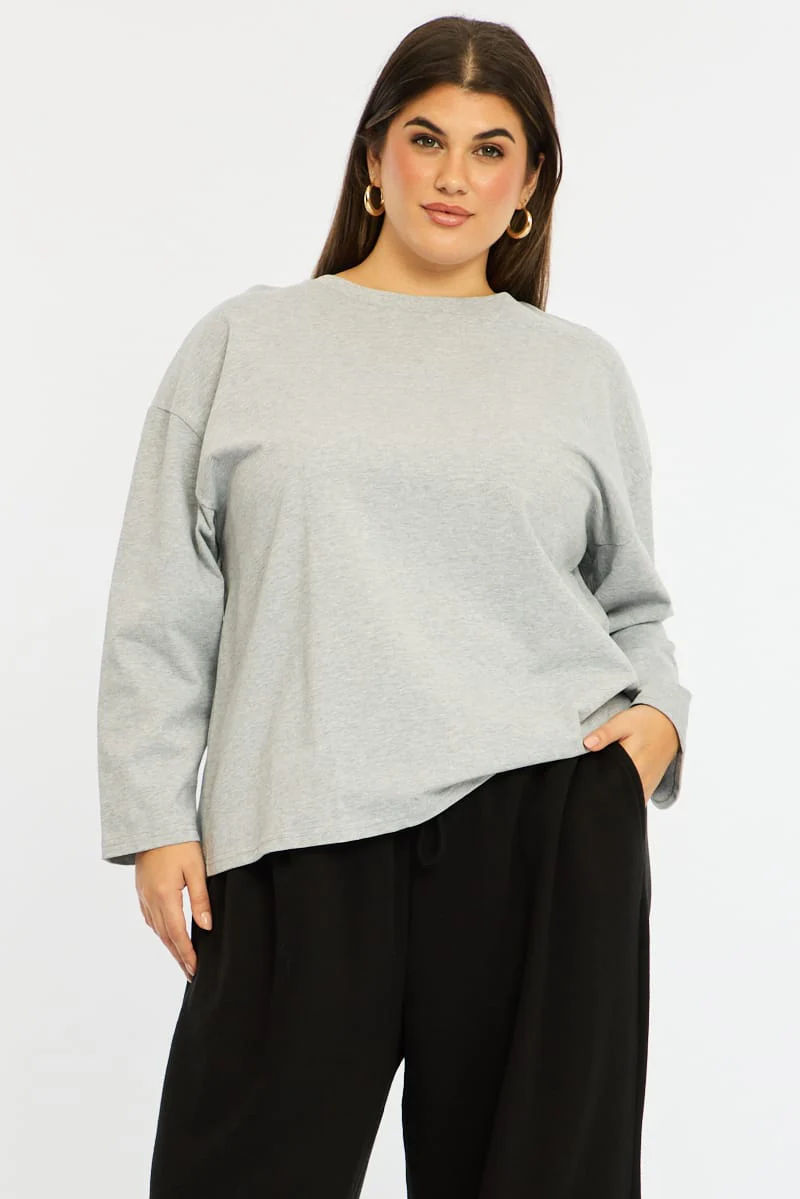 Grey Relaxed T-shirt Long Sleeve - Image 4