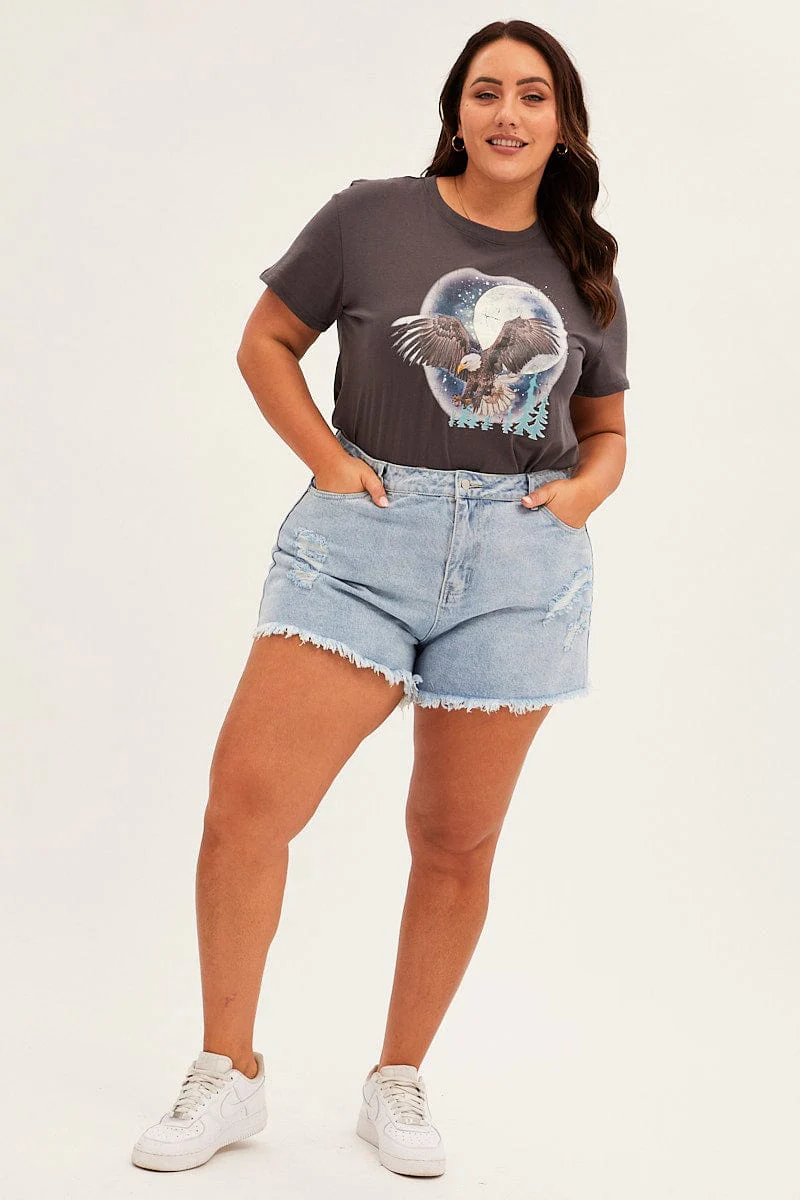 Grey Short Sleeve Graphic T-shirt - Image 2
