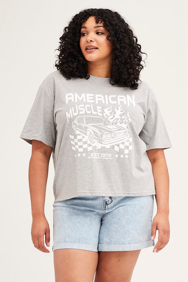 Grey Short Sleeve Graphic T-shirt - Image 3
