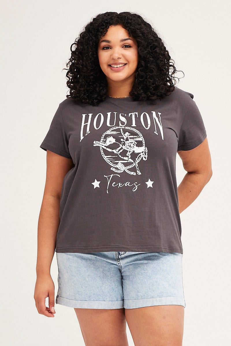 Grey Short Sleeve Regular Houston T-shirt