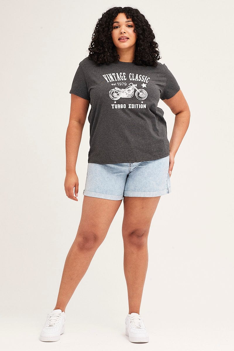 Grey Short Sleeve Regular Vintage Classic T-shirt - Image 2