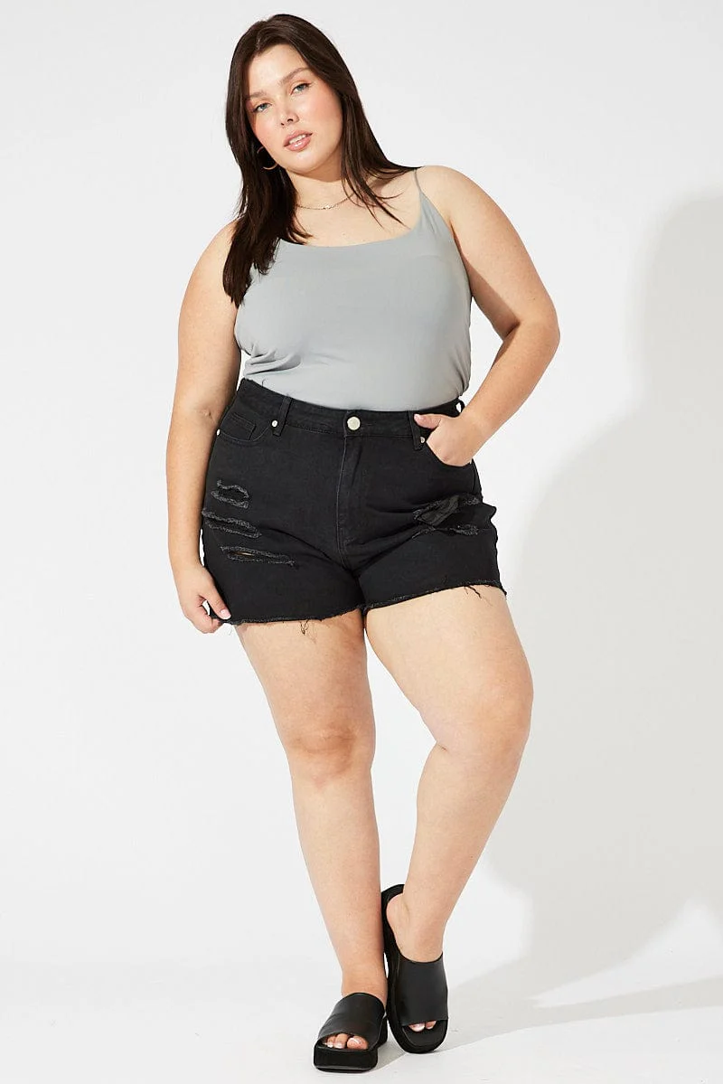 Grey Singlet Top Scoop Neck Supersoft - Image 2
