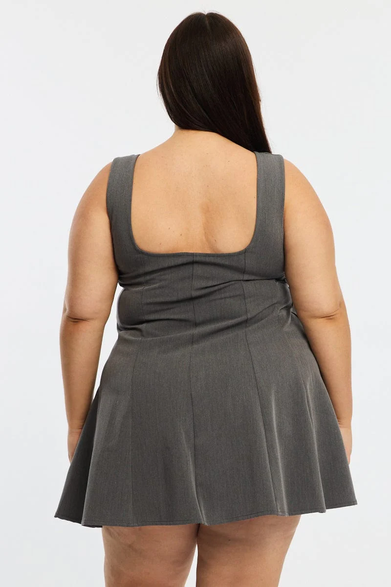 Grey Skater Dress Sleeveless - Image 4