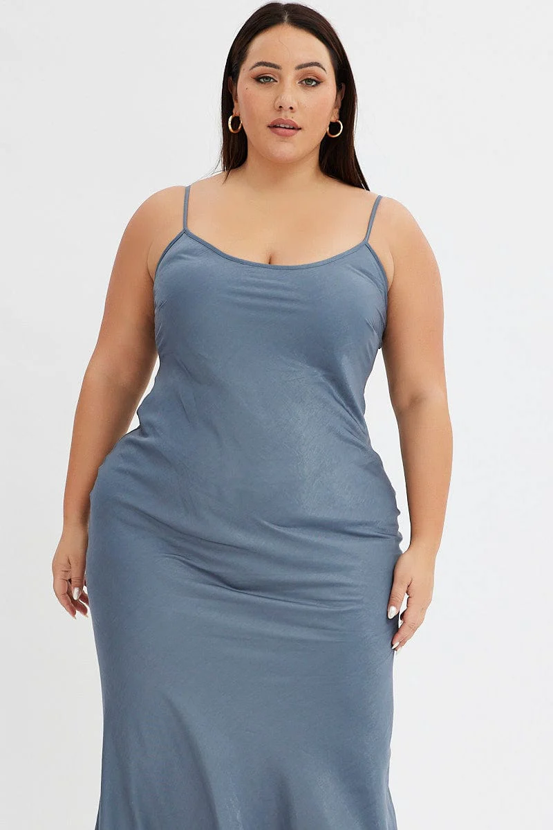 Grey Slip Dress Sleeveless Maxi - Image 2
