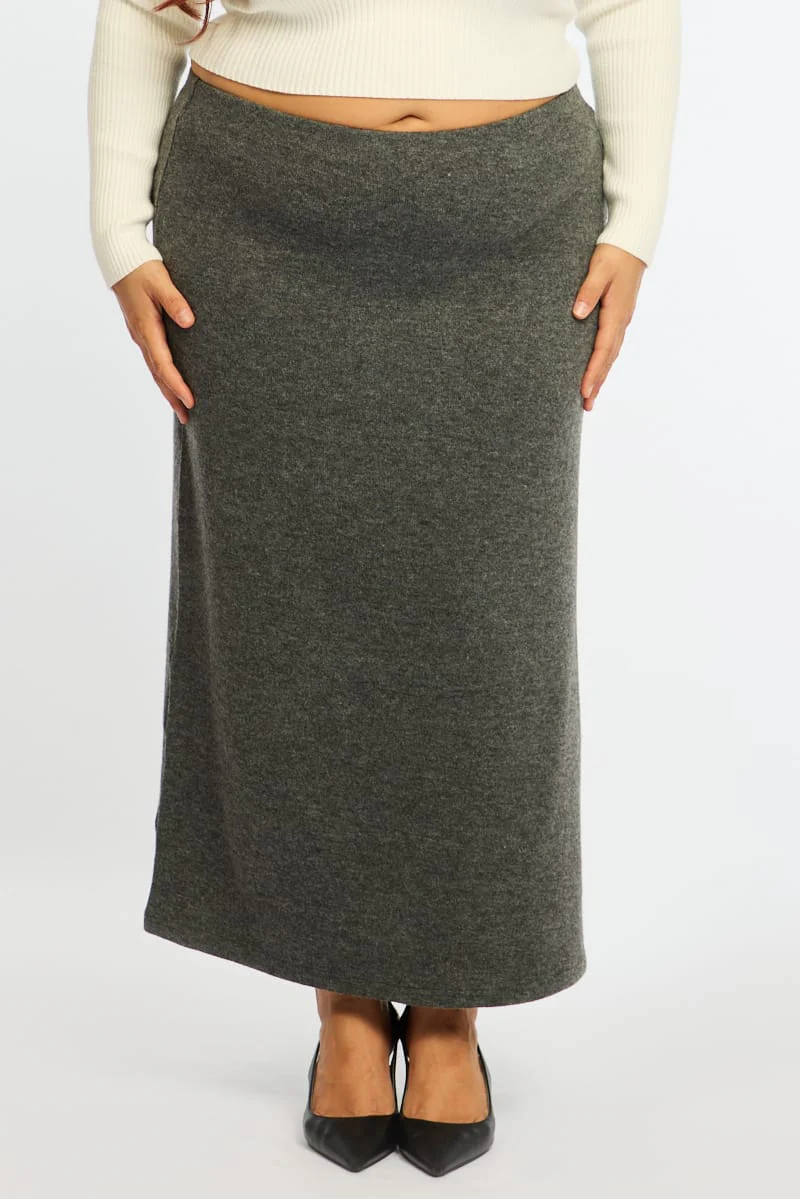 Grey Soft Touch Maxi Skirt - Image 3
