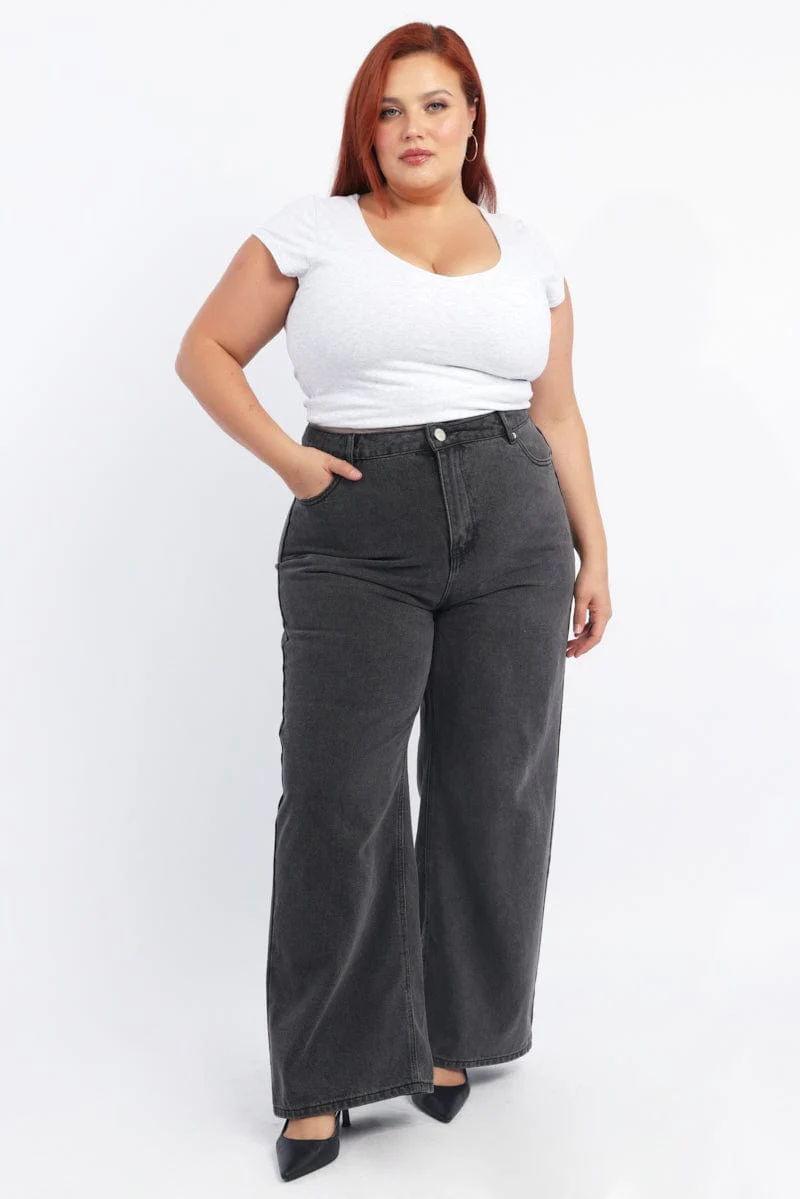 Grey Straight Jeans Mid Rise - Image 2