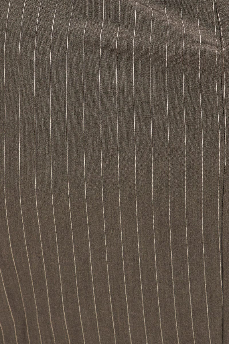Grey Stripe Bodycon Dress Strapless - Image 6