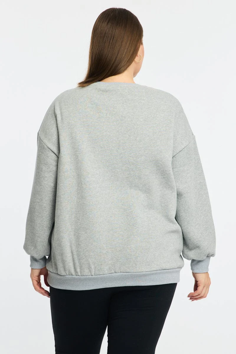 Grey Sweater Long Sleeve Crew Neck - Image 4