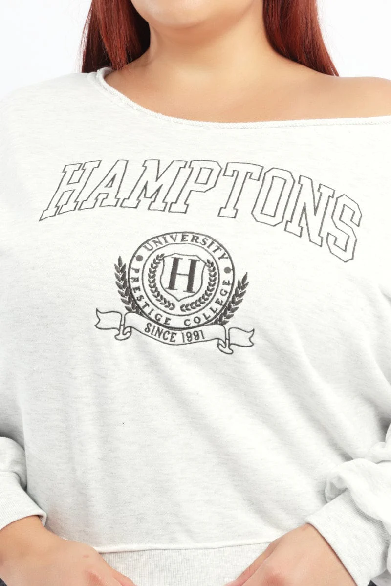 Grey Sweatshirt One Shoulder Long Sleeve - Image 5