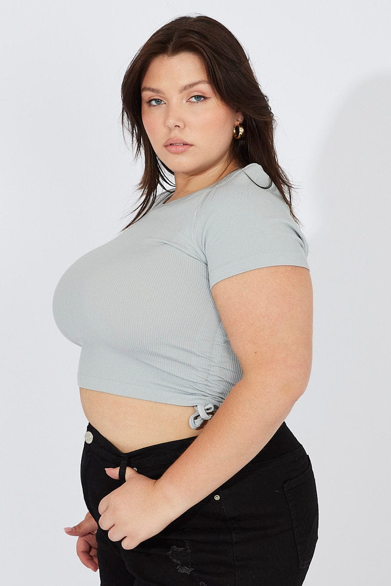 Grey T-shirt Short Sleeve Crew Neck Seamless - Image 4
