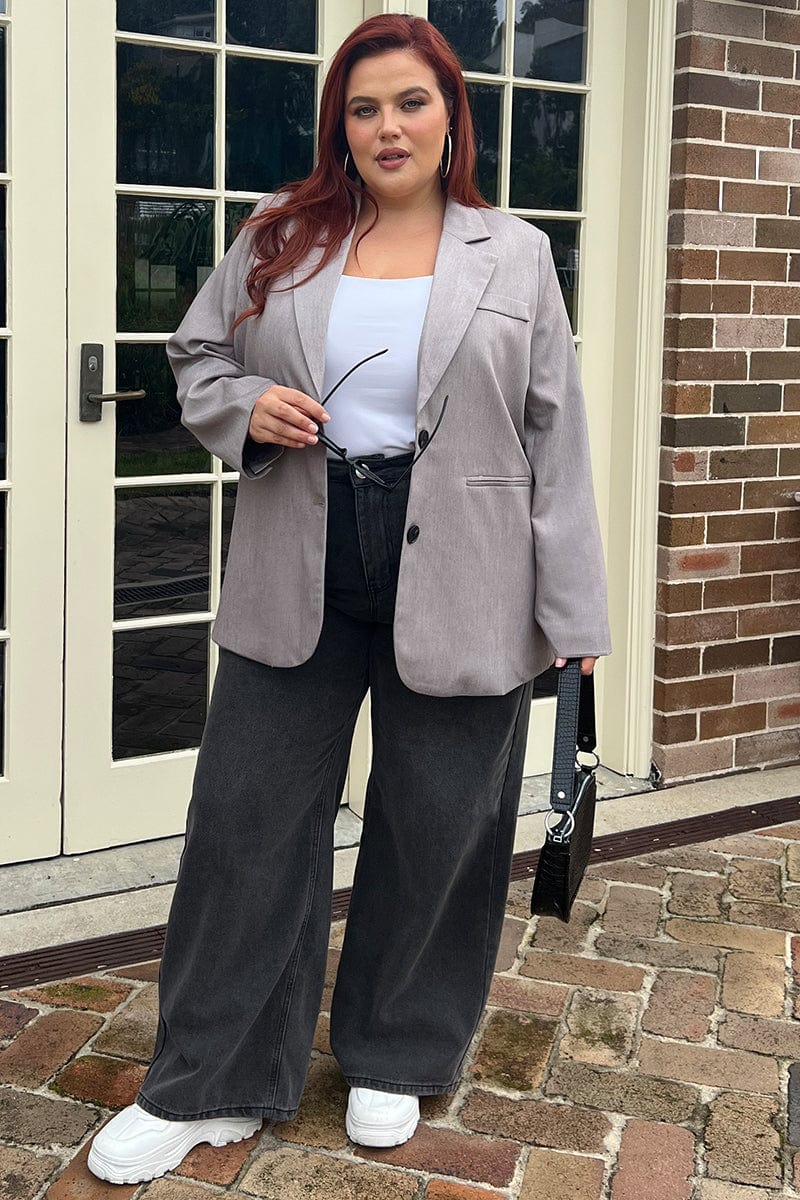 Grey Tailored Two Button Blazer