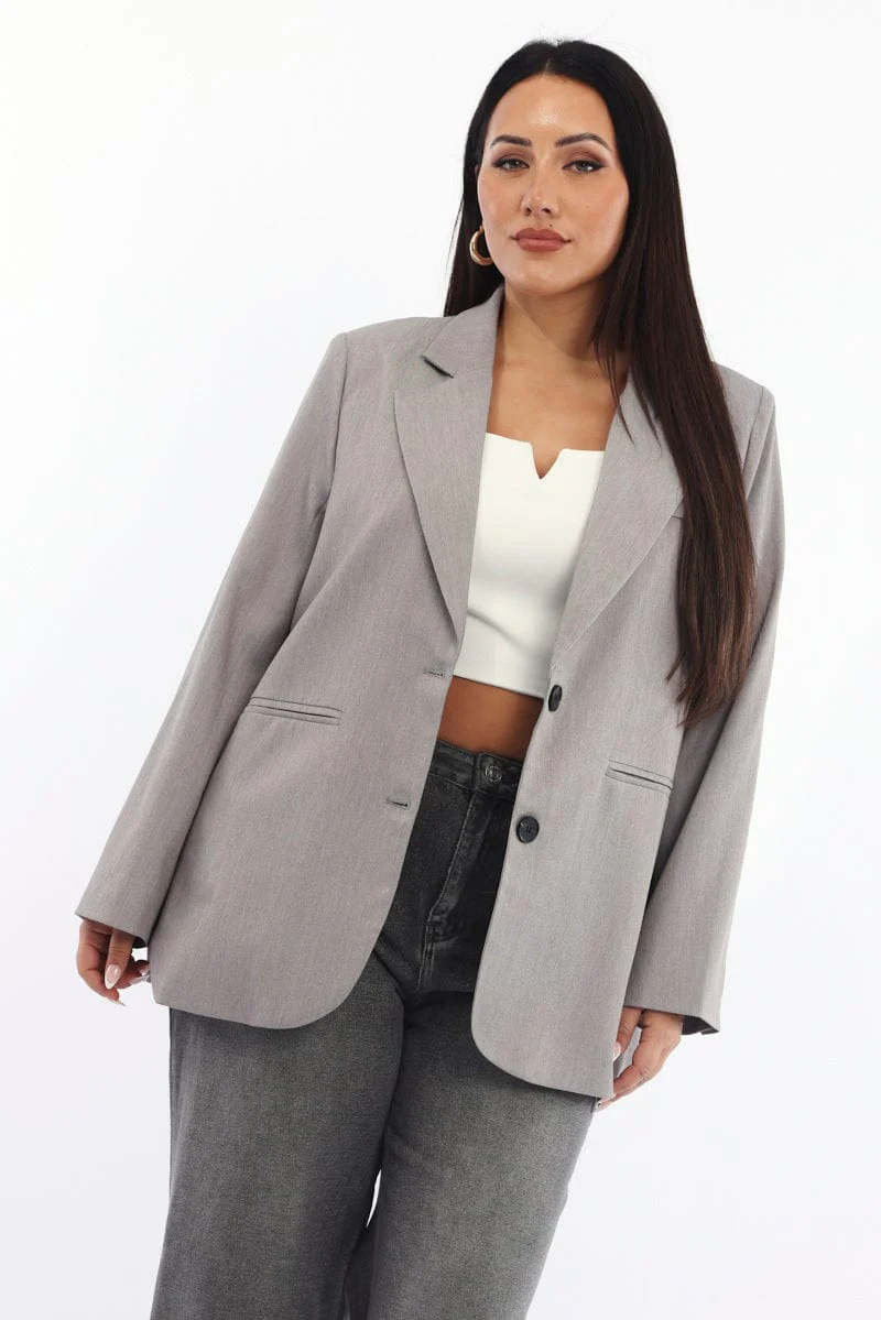 Grey Tailored Two Button Blazer - Image 2