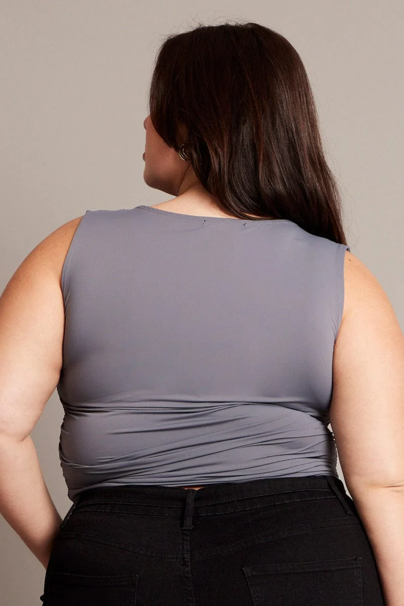 Grey Tank Top Cowl Neck - Image 5