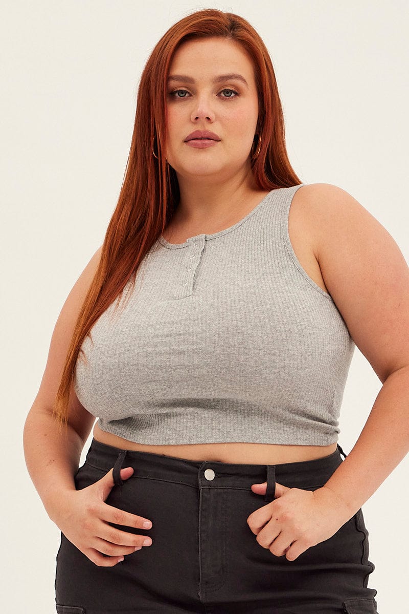 Grey Tank Top Sleeveless Button Down - Image 3