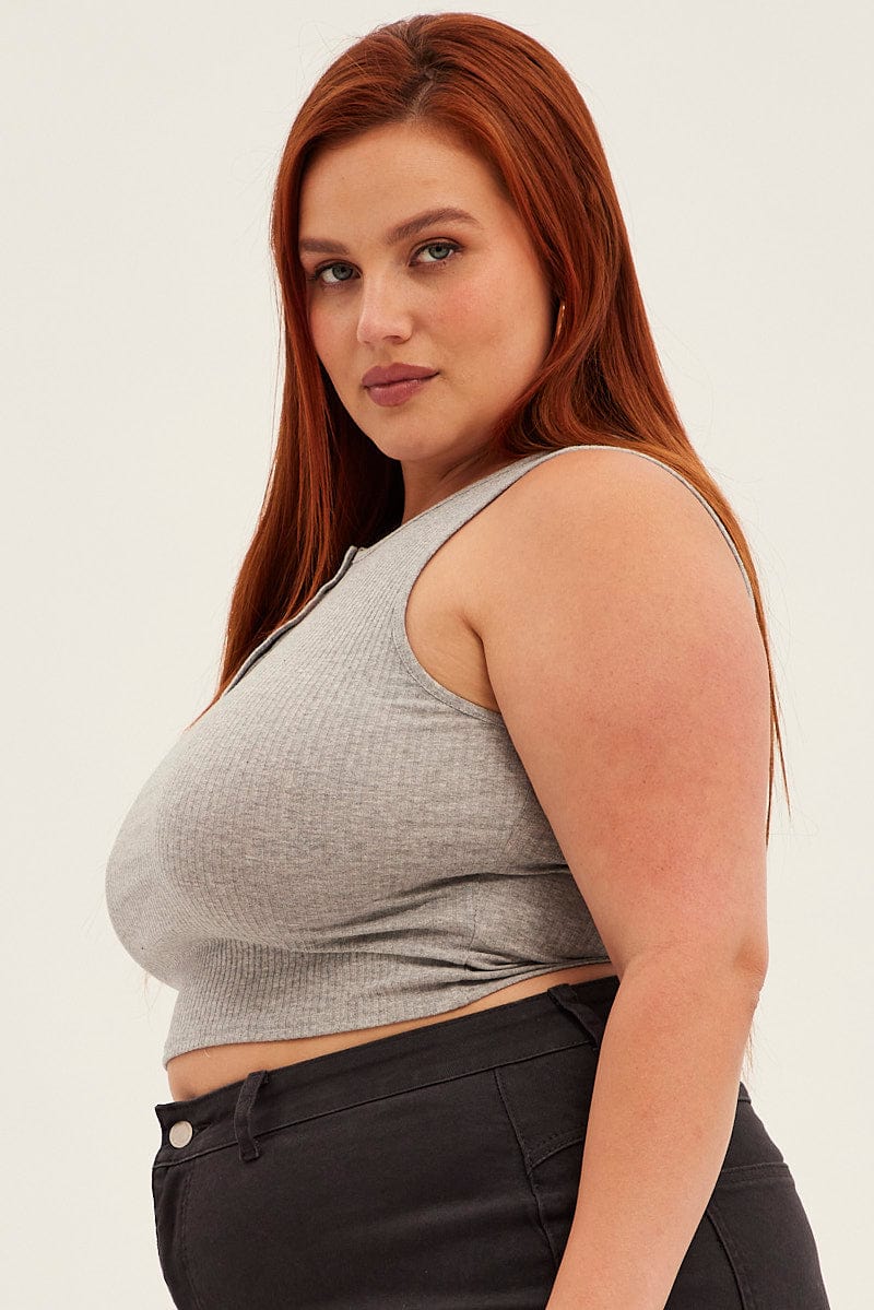 Grey Tank Top Sleeveless Button Down - Image 4