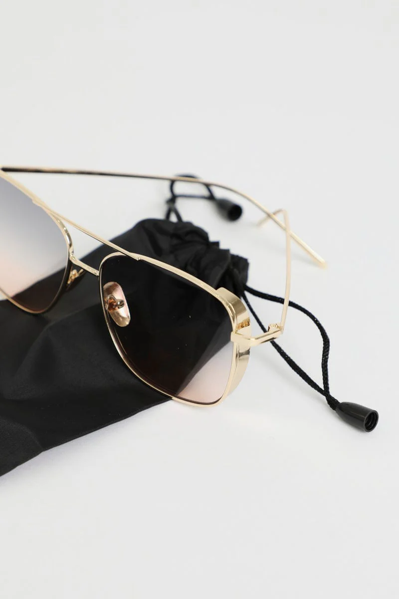 Grey Top Bar Metal Frame Sunglasses - Image 3