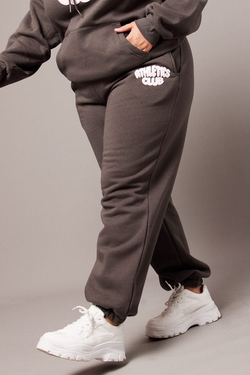 Grey Track Pants High Rise - Image 3