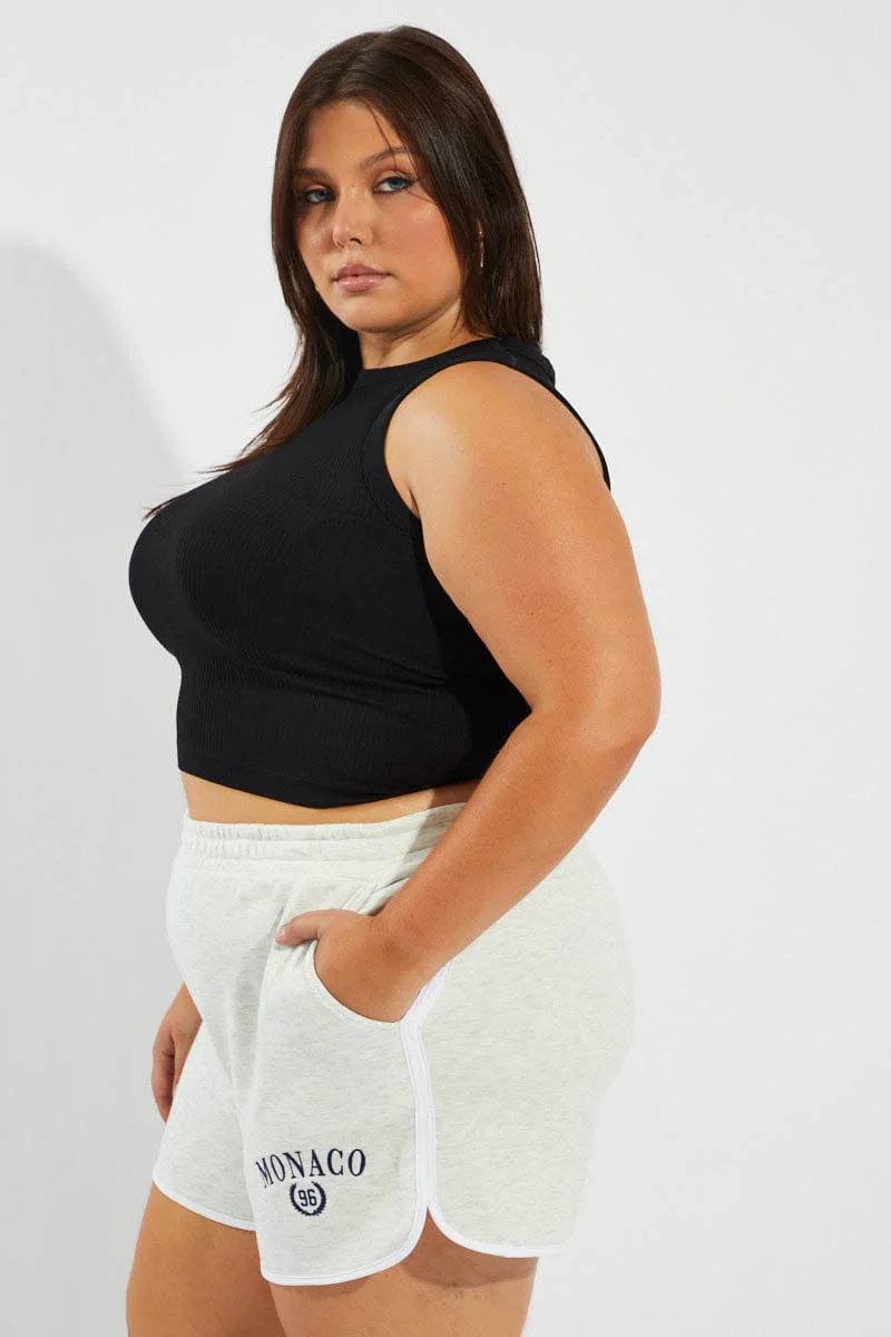 Grey Track Shorts High Rise - Image 4