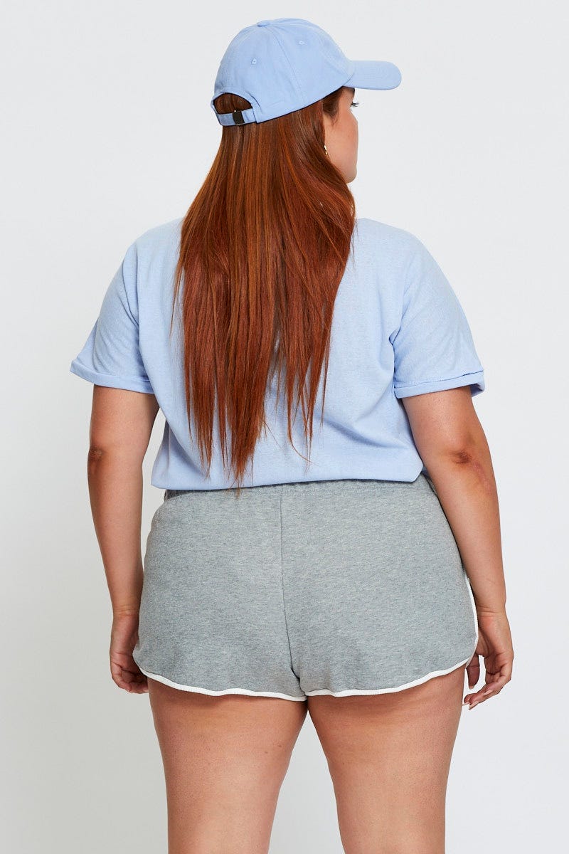 Grey Track Shorts High Rise Elastic Waist - Image 5