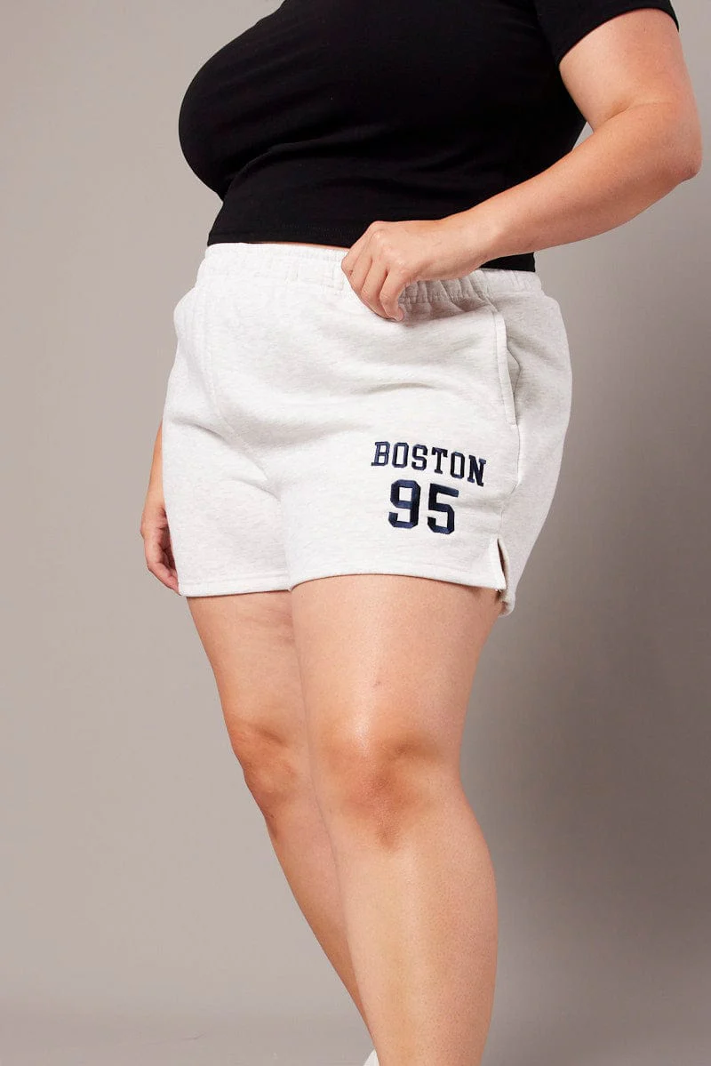 Grey Track Shorts High Rise Elastic Waist - Image 3