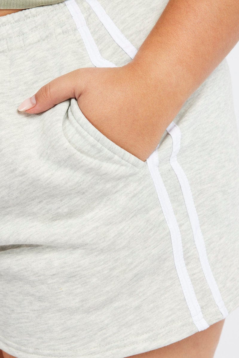 Grey Track Shorts High Rise Elastic Waist - Image 6