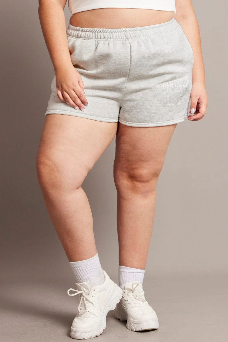 Grey Track Shorts High Rise Elastic Waist - Image 4