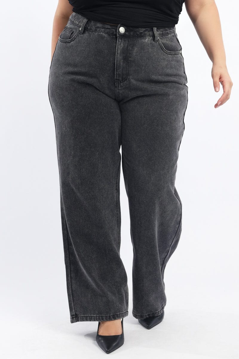 Grey Wide Leg Jeans Mid rise - Image 2