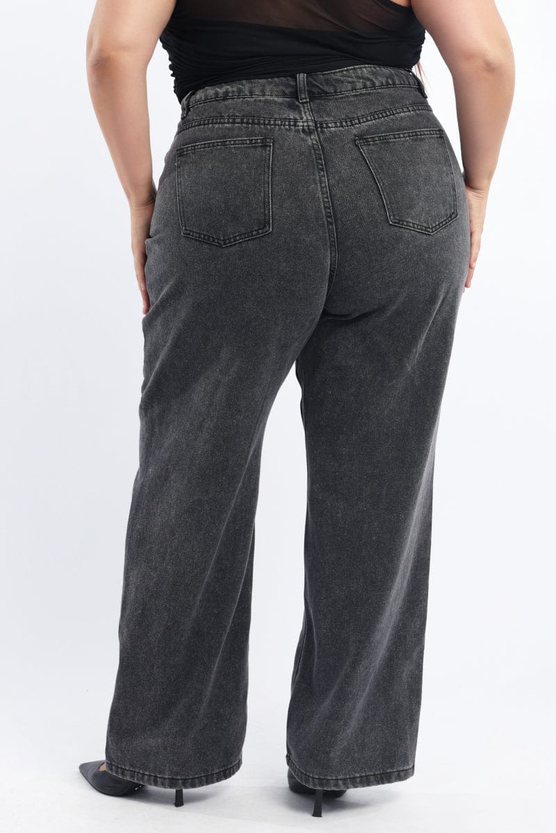 Grey Wide Leg Jeans Mid rise - Image 4