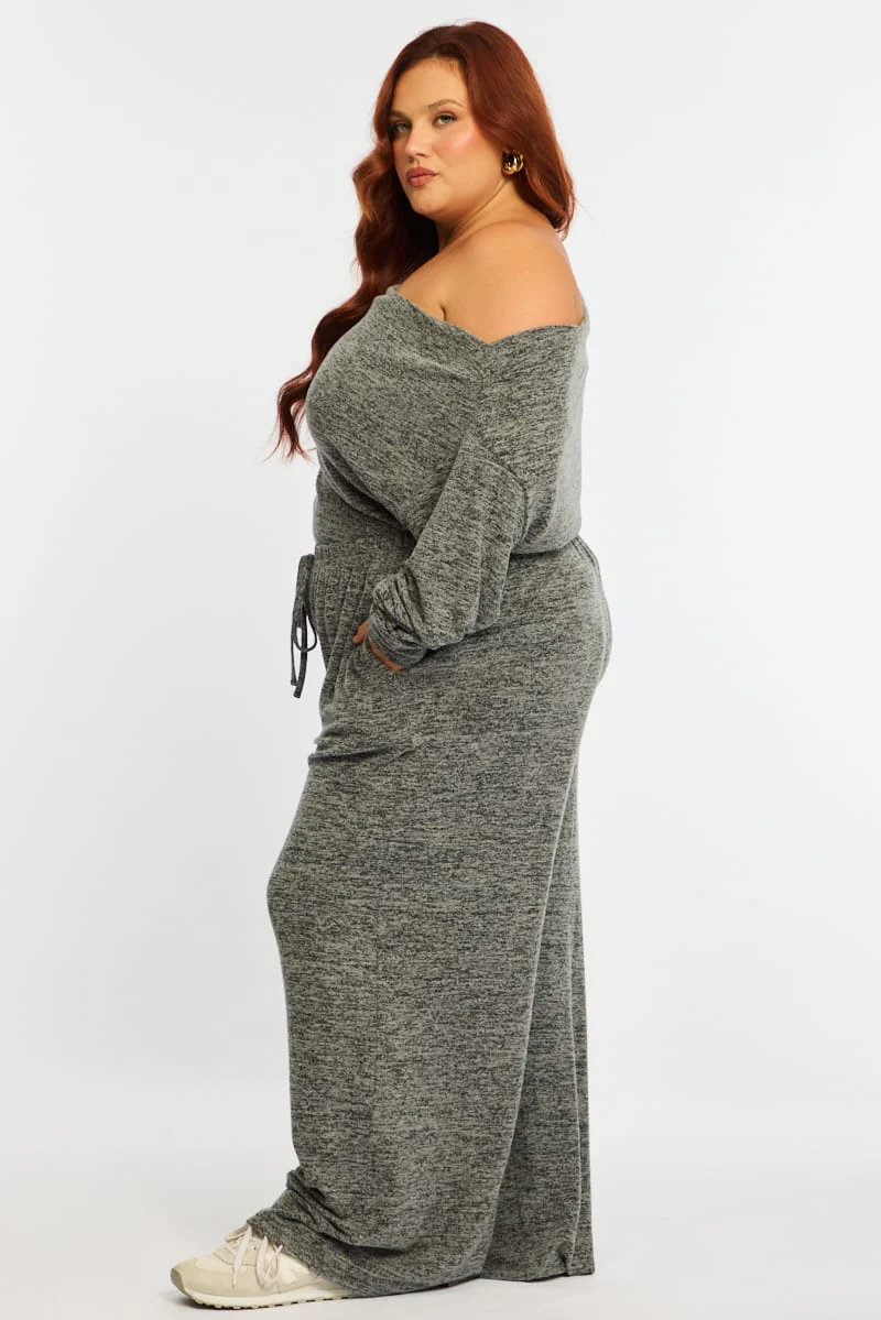 Grey Wide Leg Pants Brushed - Image 5