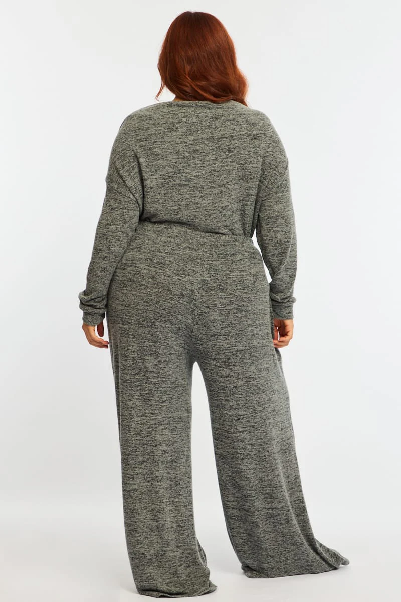 Grey Wide Leg Pants Brushed - Image 6