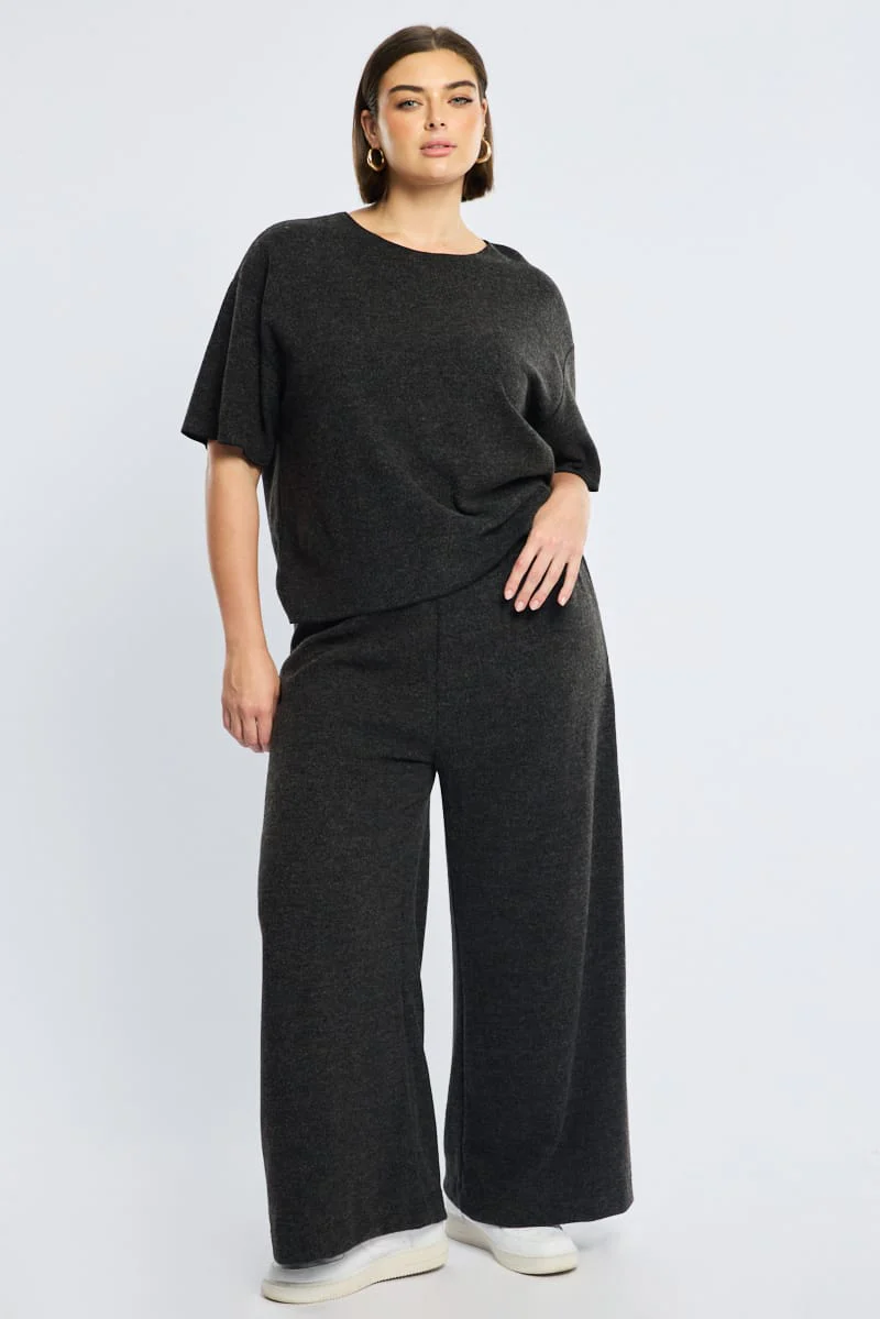Grey Wide Leg Pants