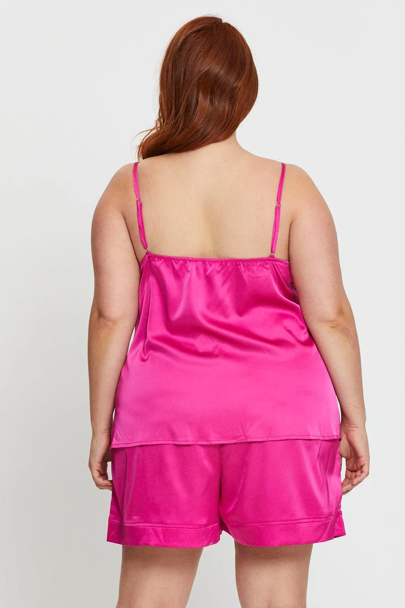 H Pink Piping Pj Cami Pyjama Set - Image 4