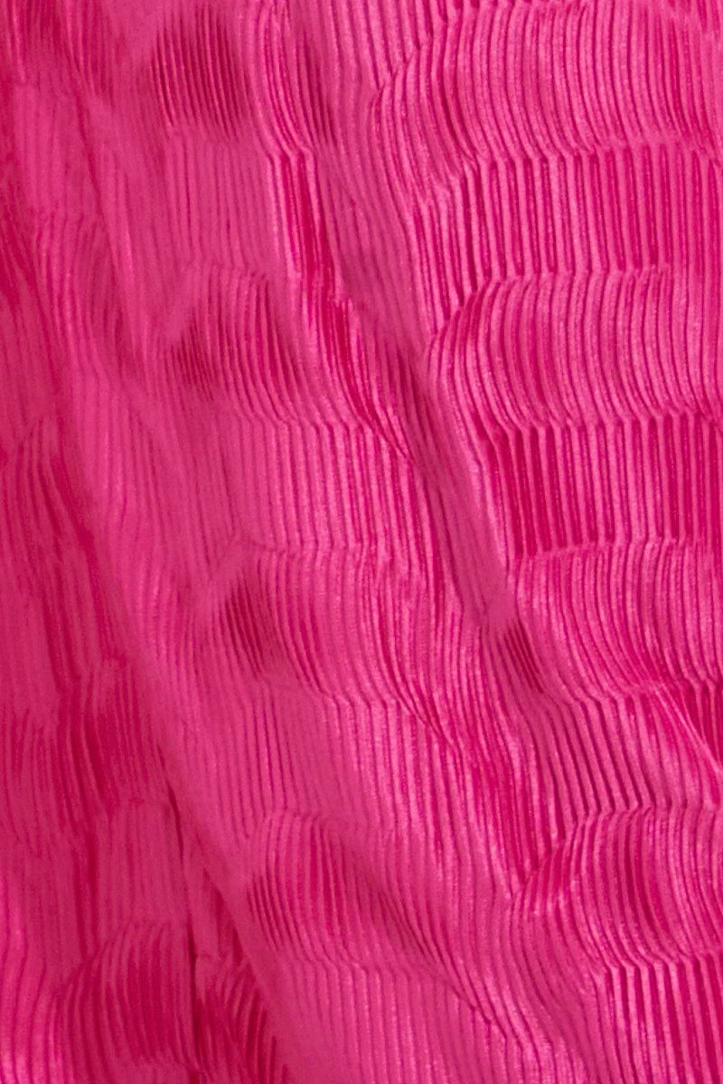 Hot Pink Plisse Shirt Long Sleeve - Image 6