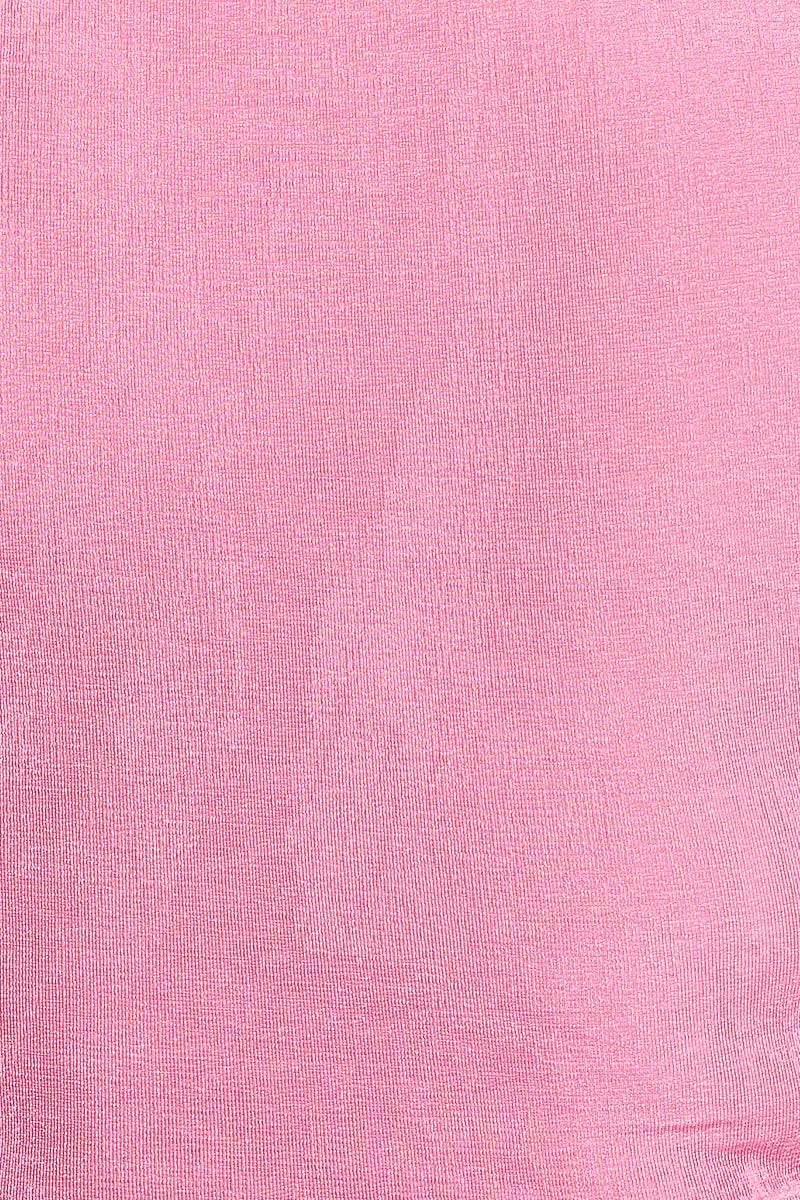 H Pink Ruched Shirt Short Sleeve Slinky Jersey - Image 6