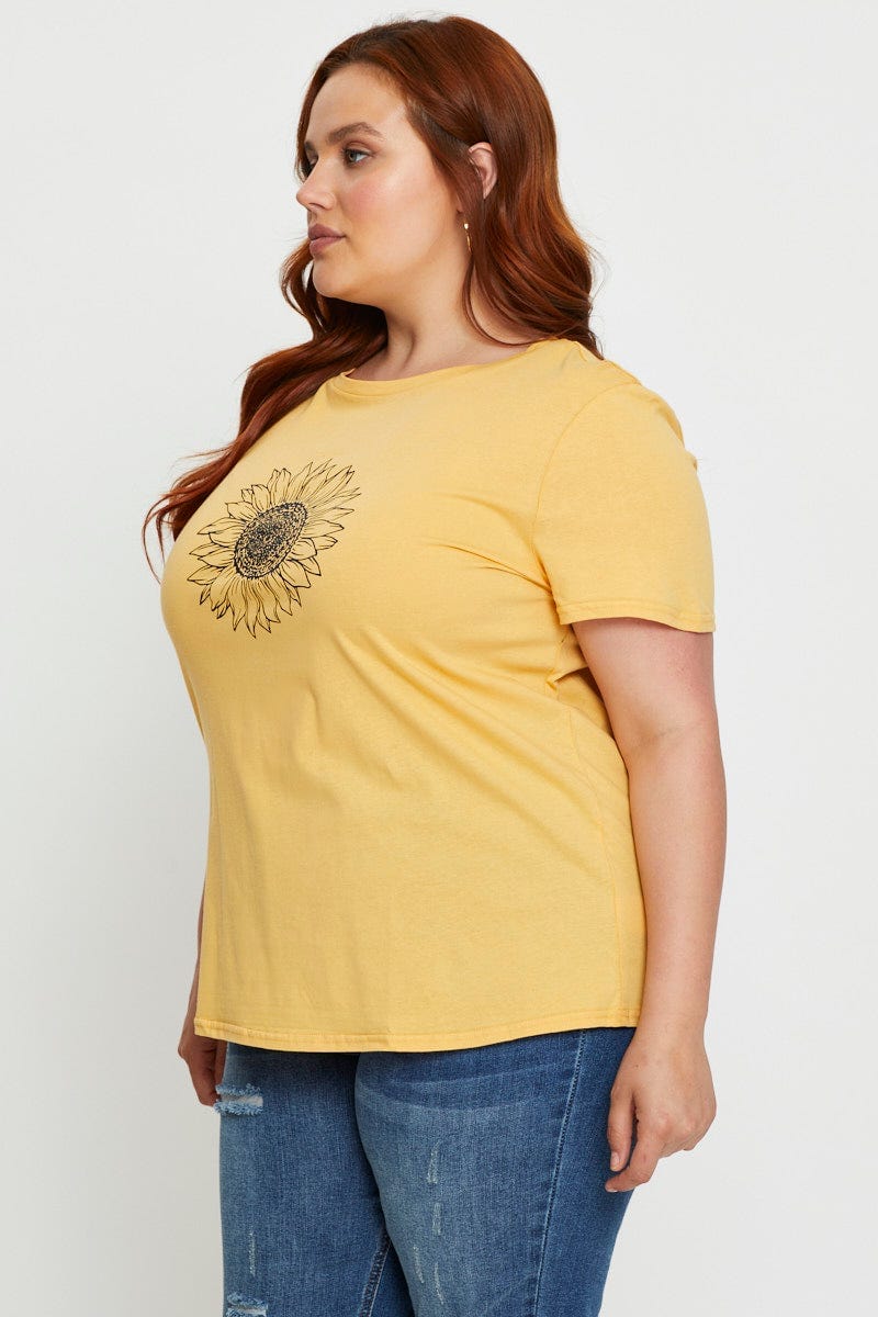 Light Must Graphic T-shirt Sunflower Crew Neck Short Sleeve - Image 4