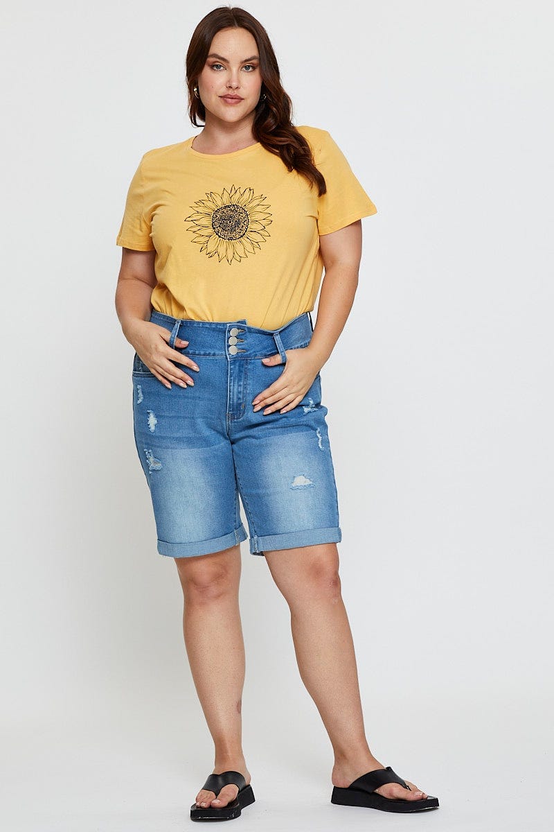 Light Must Graphic T-shirt Sunflower Crew Neck Short Sleeve - Image 2