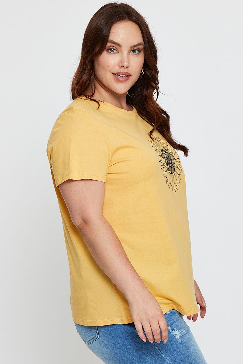 Light Must Graphic T-shirt Sunflower Crew Neck Short Sleeve - Image 4
