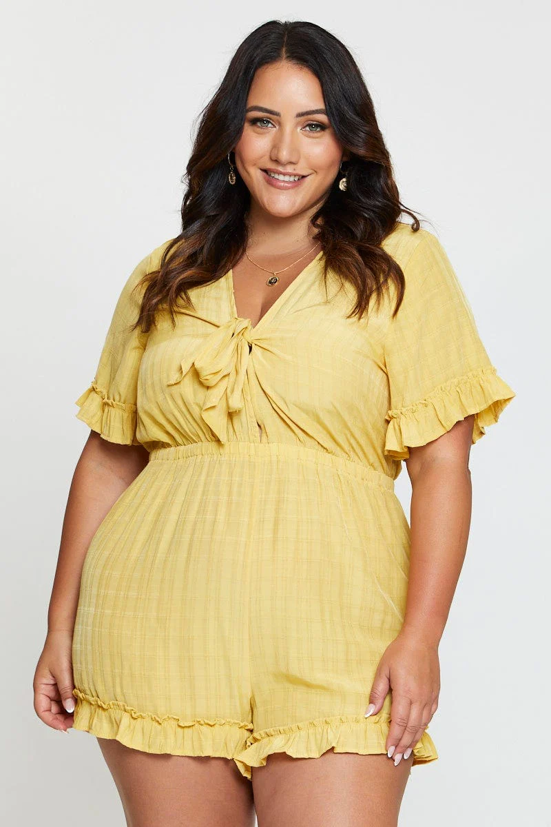 Light Must Playsuit V-neck Short Sleeve Ruffle Hem - Image 2