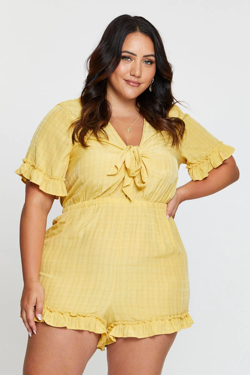 Light Must Playsuit V-neck Short Sleeve Ruffle Hem - Image 4